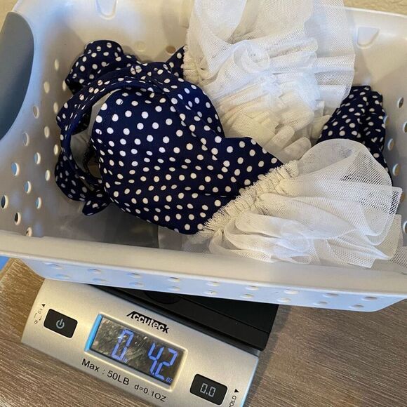 Cat & Jack Tutu Swimsuit Navy White Polka Dot One Piece Swimwear Size 2T - Picture 9 of 9